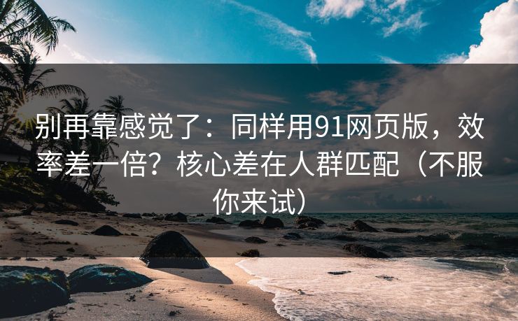 别再靠感觉了:同样用91网页版,效率差一倍?核心差在人群匹配(不服你来试) 别再靠感觉了:同样用91网页版,效率差一倍?核心差在人群匹配(不服你来试)