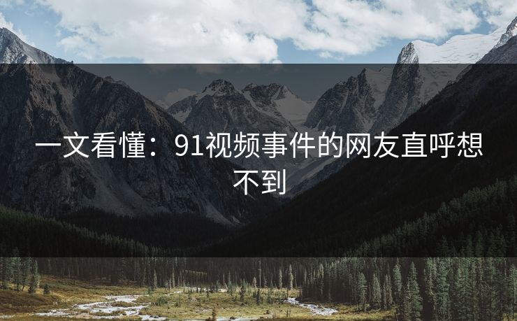 一文看懂：91视频事件的网友直呼想不到