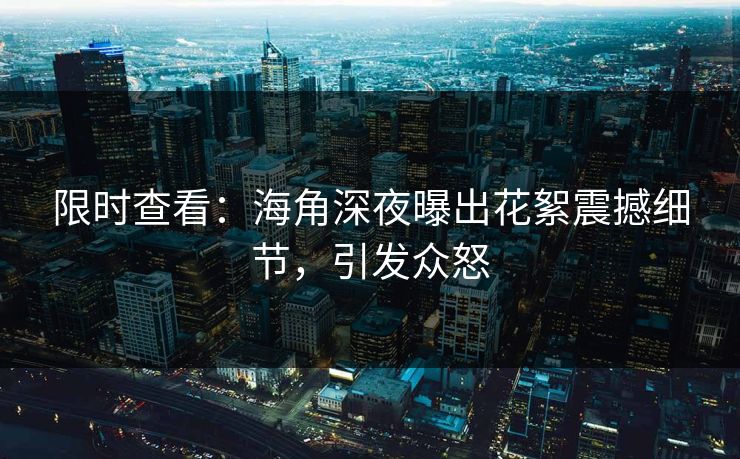限时查看：海角深夜曝出花絮震撼细节，引发众怒
